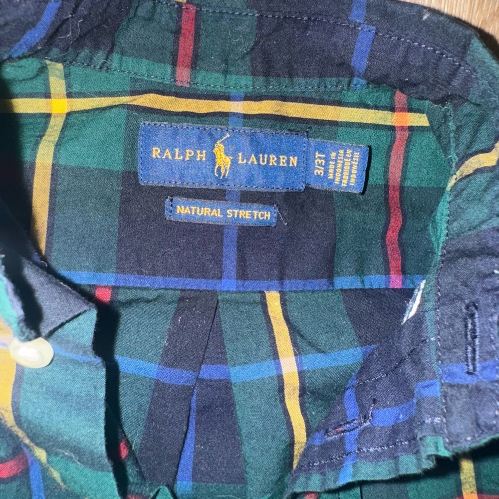 Two boys button downs - Ralph Lauren Green Plaid Shirt and Janie and Jack white - Picture 2 of 5